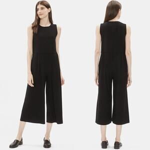 Eileen Fisher Black Wide Leg Cropped Jumpsuit M